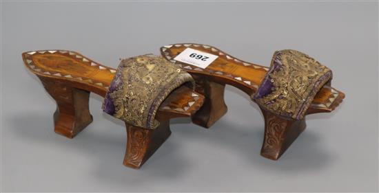 A pair of Ottoman mother of pearl inlaid shoes